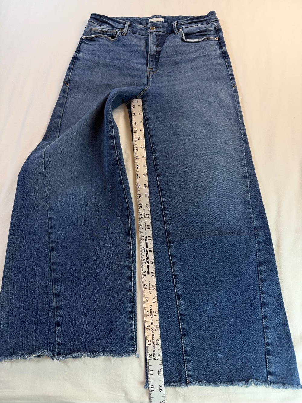 Good American High Waisted Cropped Wide Leg Raw Hem Size 12 - Picture 2 of 6